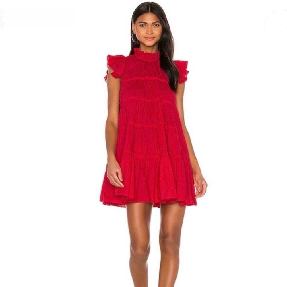 Rhode Resort Tiffany candy red mini baby doll dress, size Medium